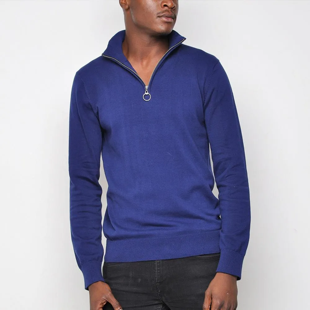 Bellfield - 1/4 Zip Up - Mens Jumper - Blue