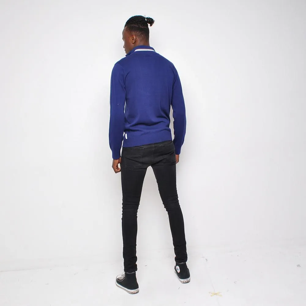 Bellfield - 1/4 Zip Up - Mens Jumper - Blue