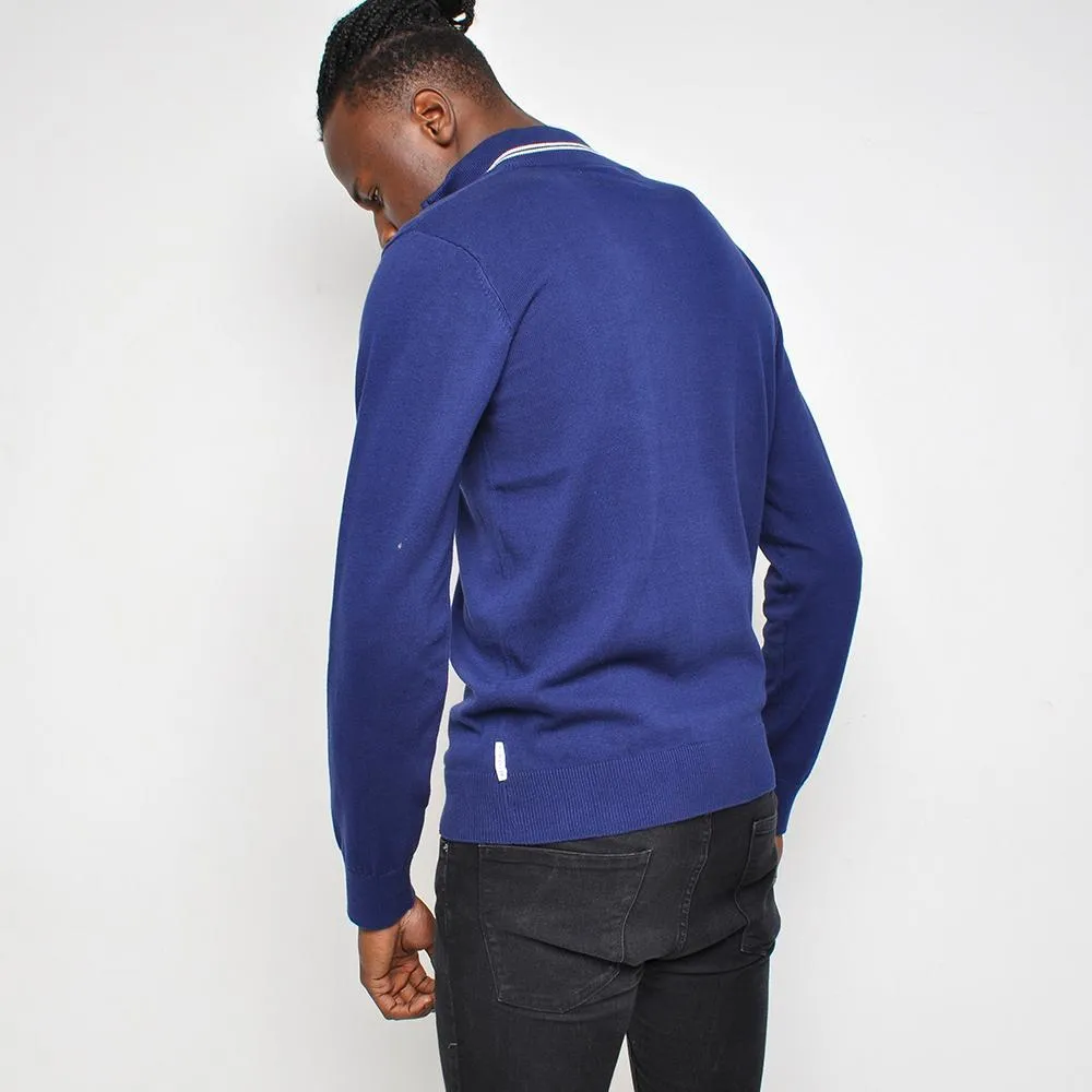Bellfield - 1/4 Zip Up - Mens Jumper - Blue