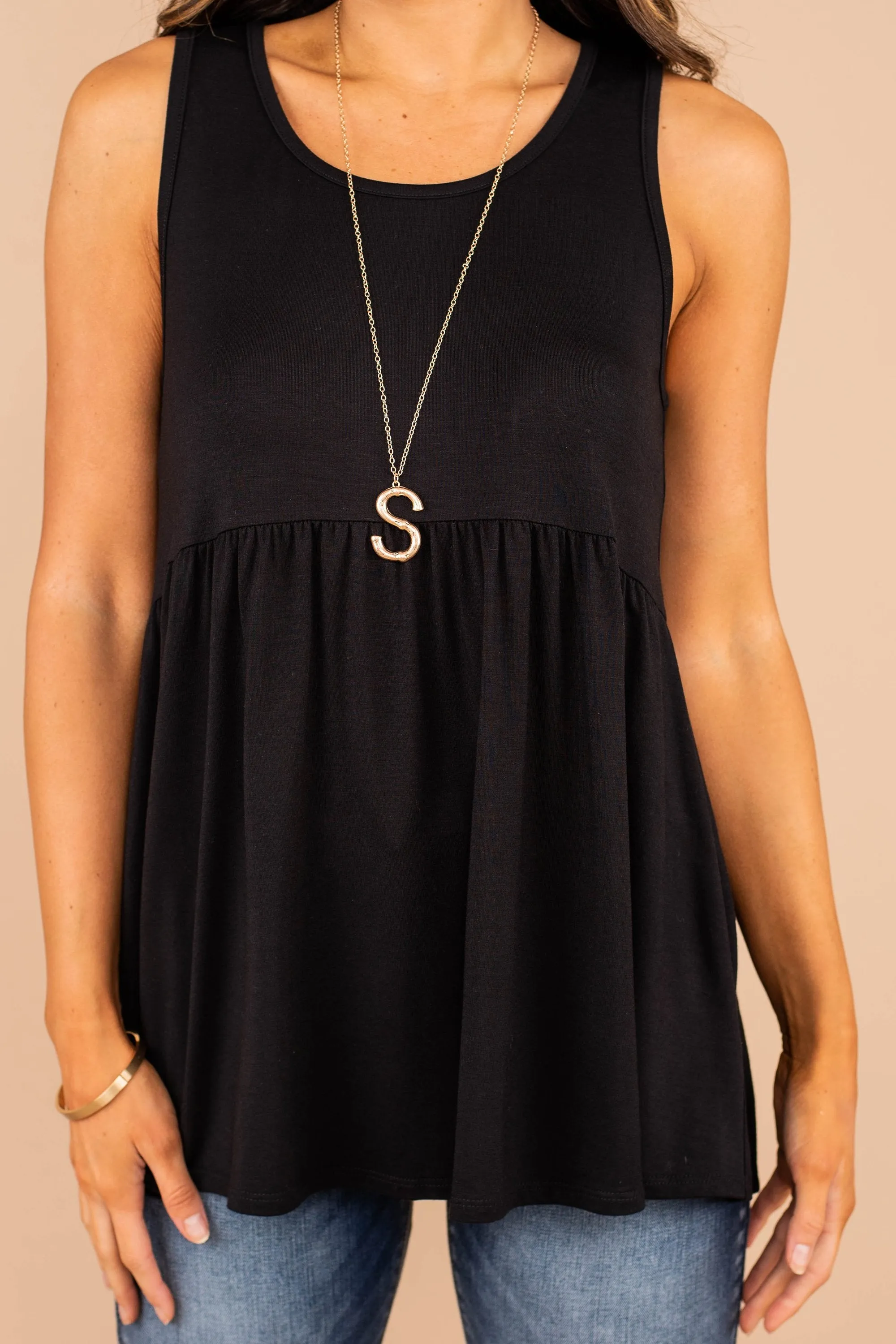 Better With You Black Babydoll Tank