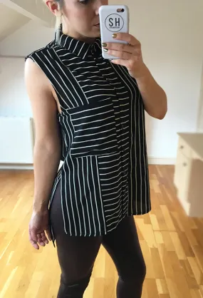 Black & White Stripe Sleeveless Jojo Shirt