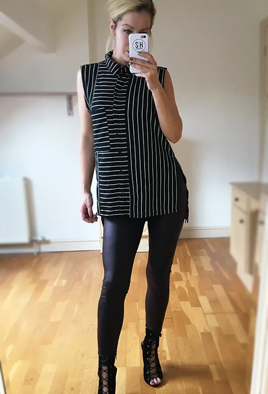 Black & White Stripe Sleeveless Jojo Shirt