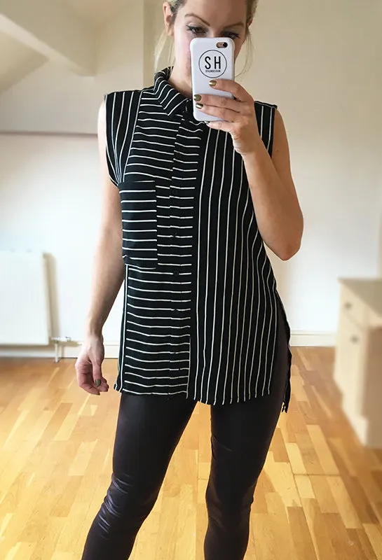 Black & White Stripe Sleeveless Jojo Shirt