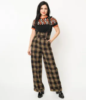 Black and Orange Thelma Suspender Pants