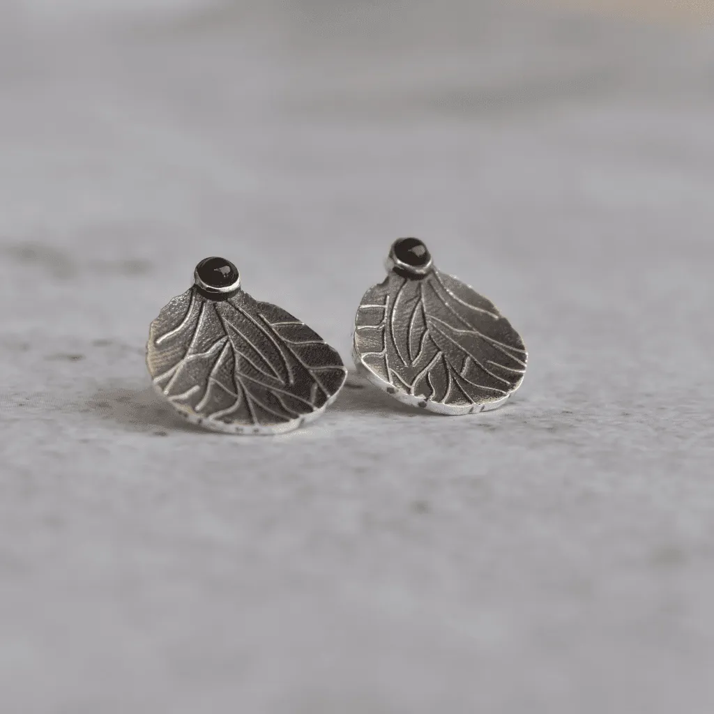 Black Rose Petal - Onyx Studs