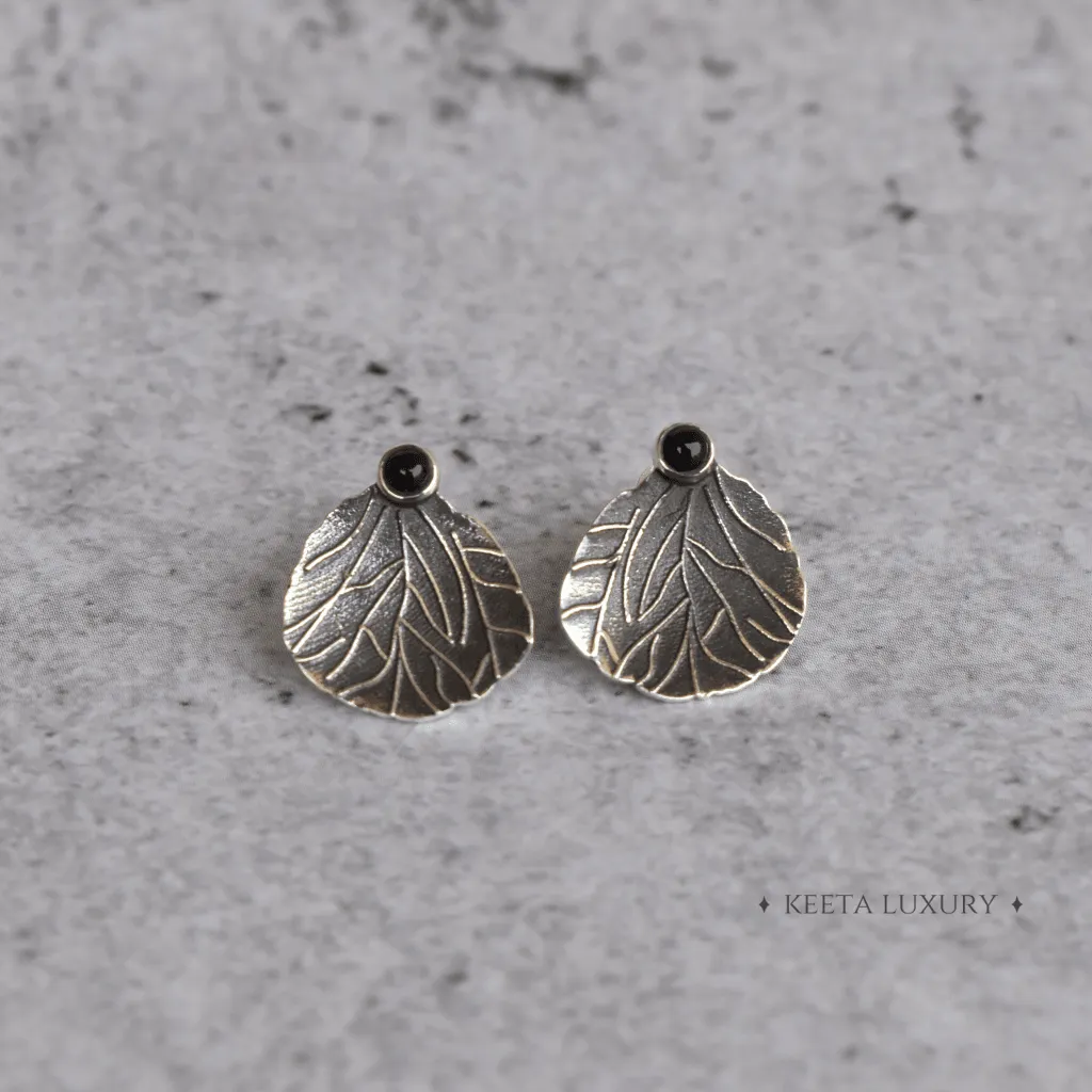 Black Rose Petal - Onyx Studs