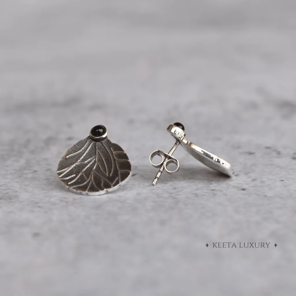 Black Rose Petal - Onyx Studs