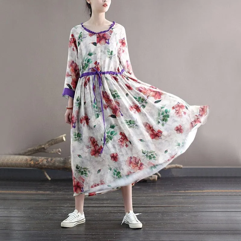 Blooming Floral Ramie Dress