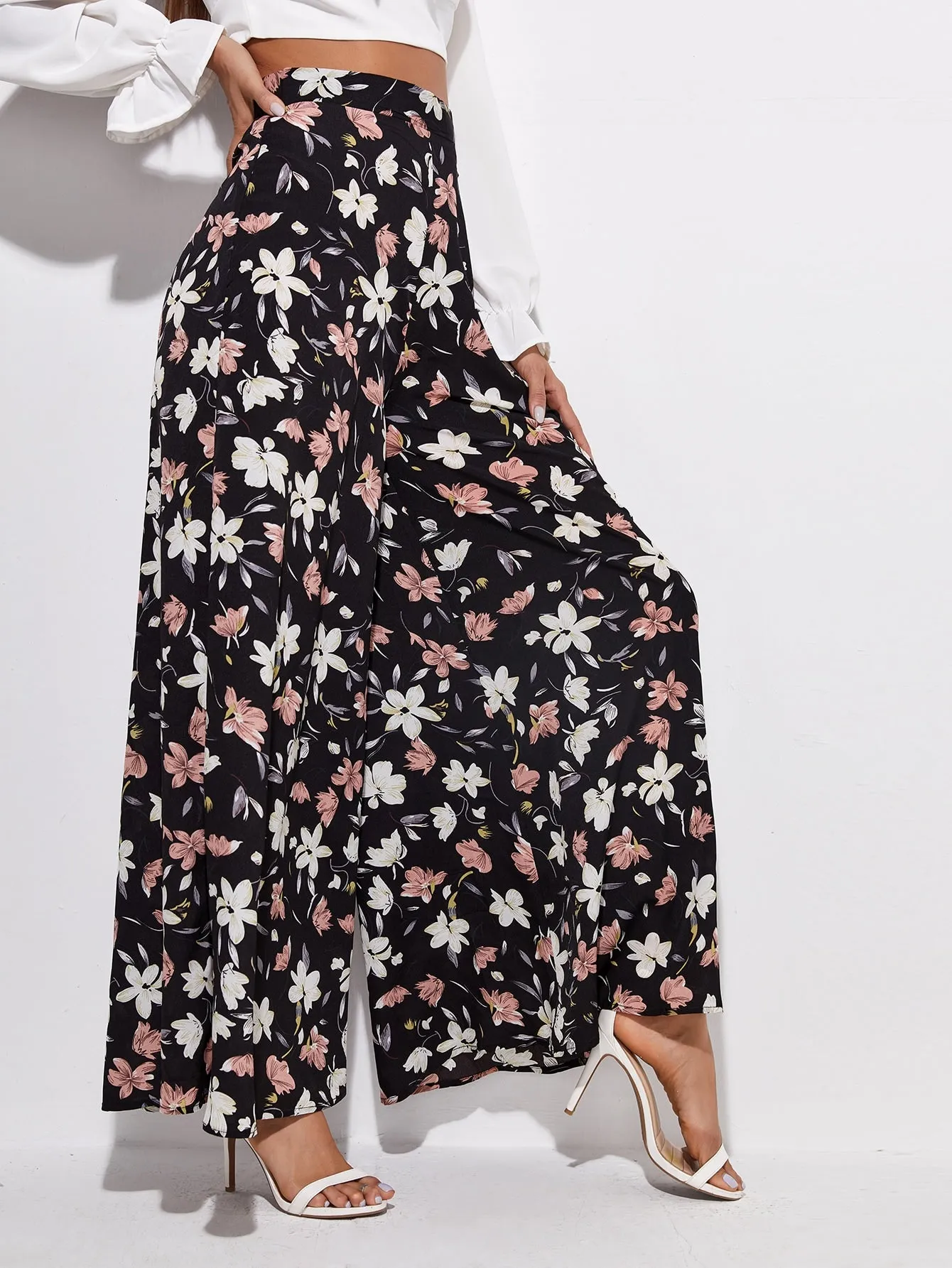 Boho All Over Print Zipper High Waist Long Women Pants