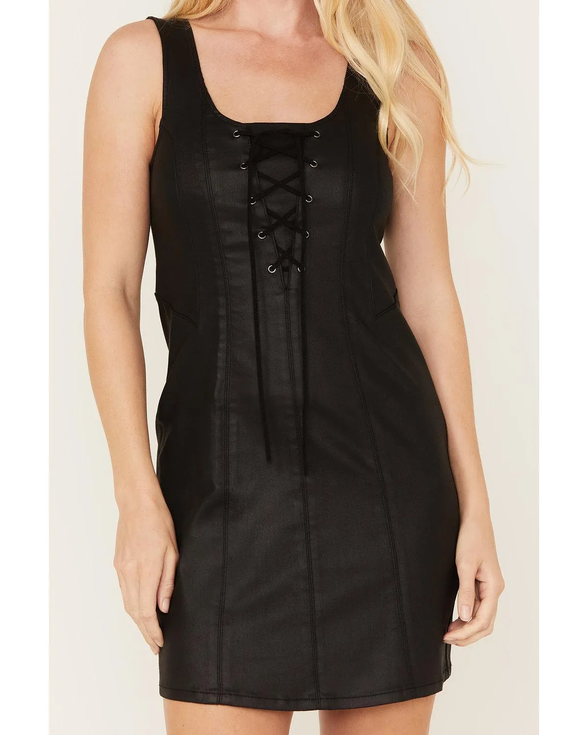 Bosley Midi Coated Lace Up Dress