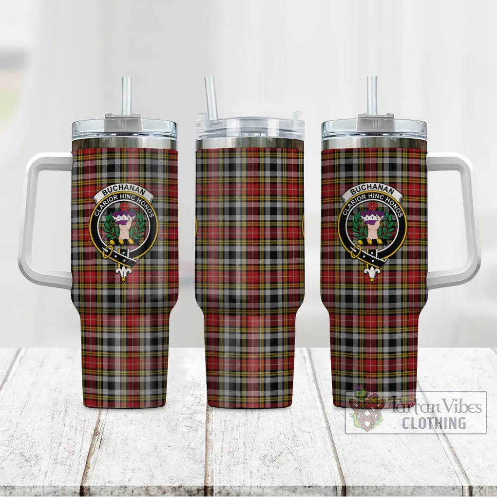 Buchanan Old Dress Tartan and Family Crest Tumbler with Handle