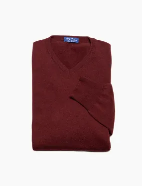 Burgundy V Neck Cashmere Jumper