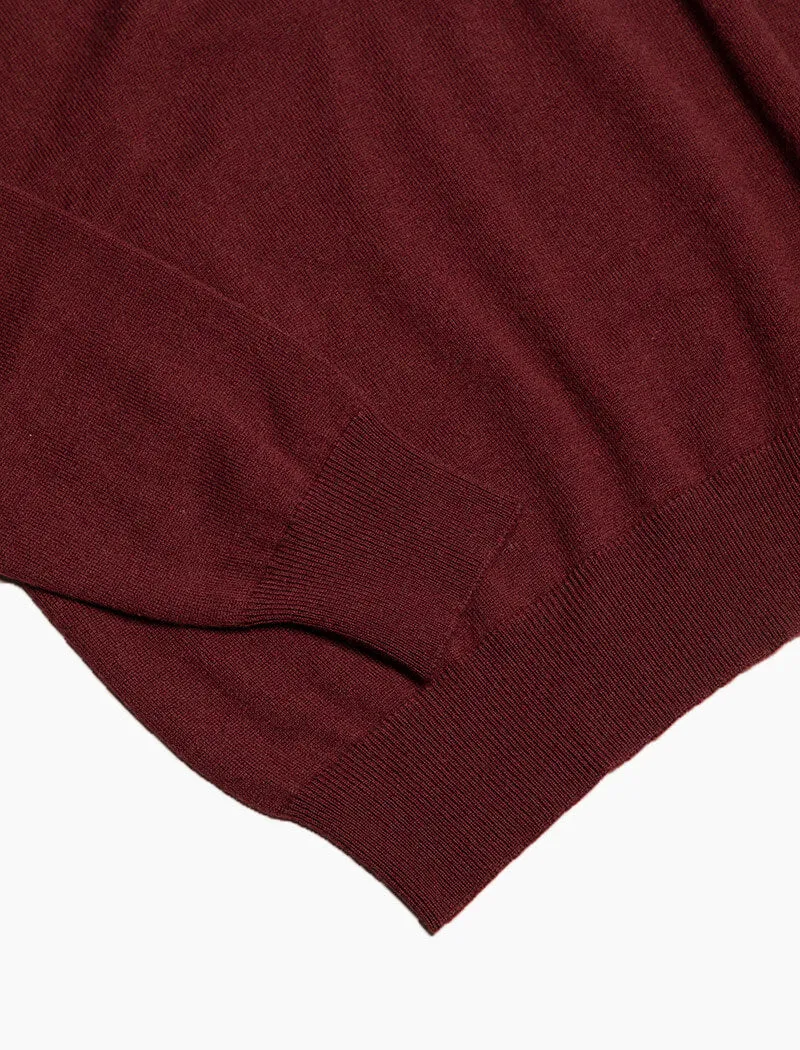 Burgundy V Neck Cashmere Jumper