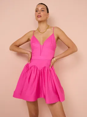 By Johnny Oriana Gather Panel Mini Dress in Deep Pink