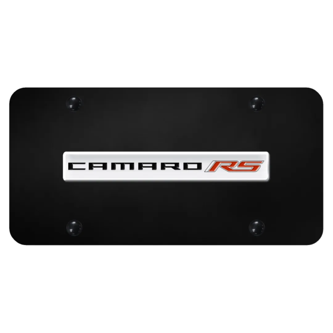 Camaro RS License Plate - Chrome on Black
