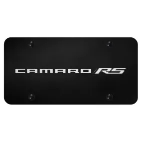 Camaro RS Script License Plate - Laser Etched on Black