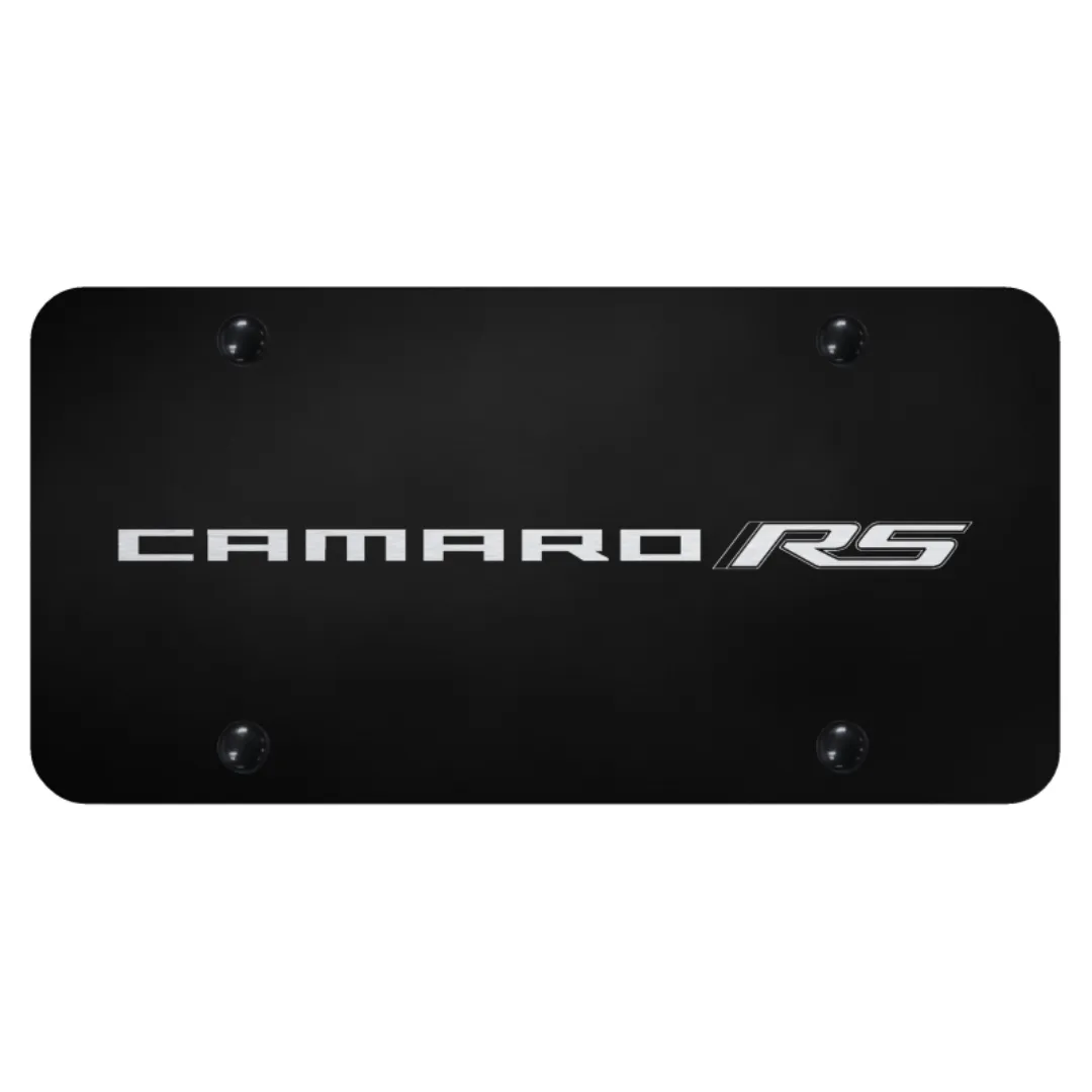 Camaro RS Script License Plate - Laser Etched on Black