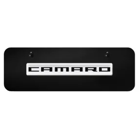 Camaro Script Mini License Plate - Chrome on Black