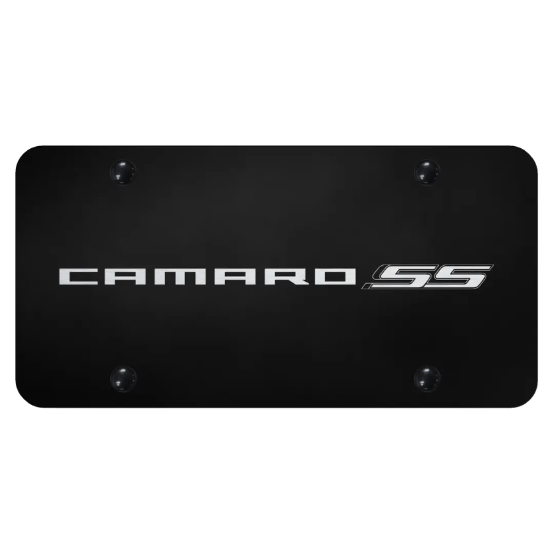 Camaro SS Script License Plate - Laser Etched on Black