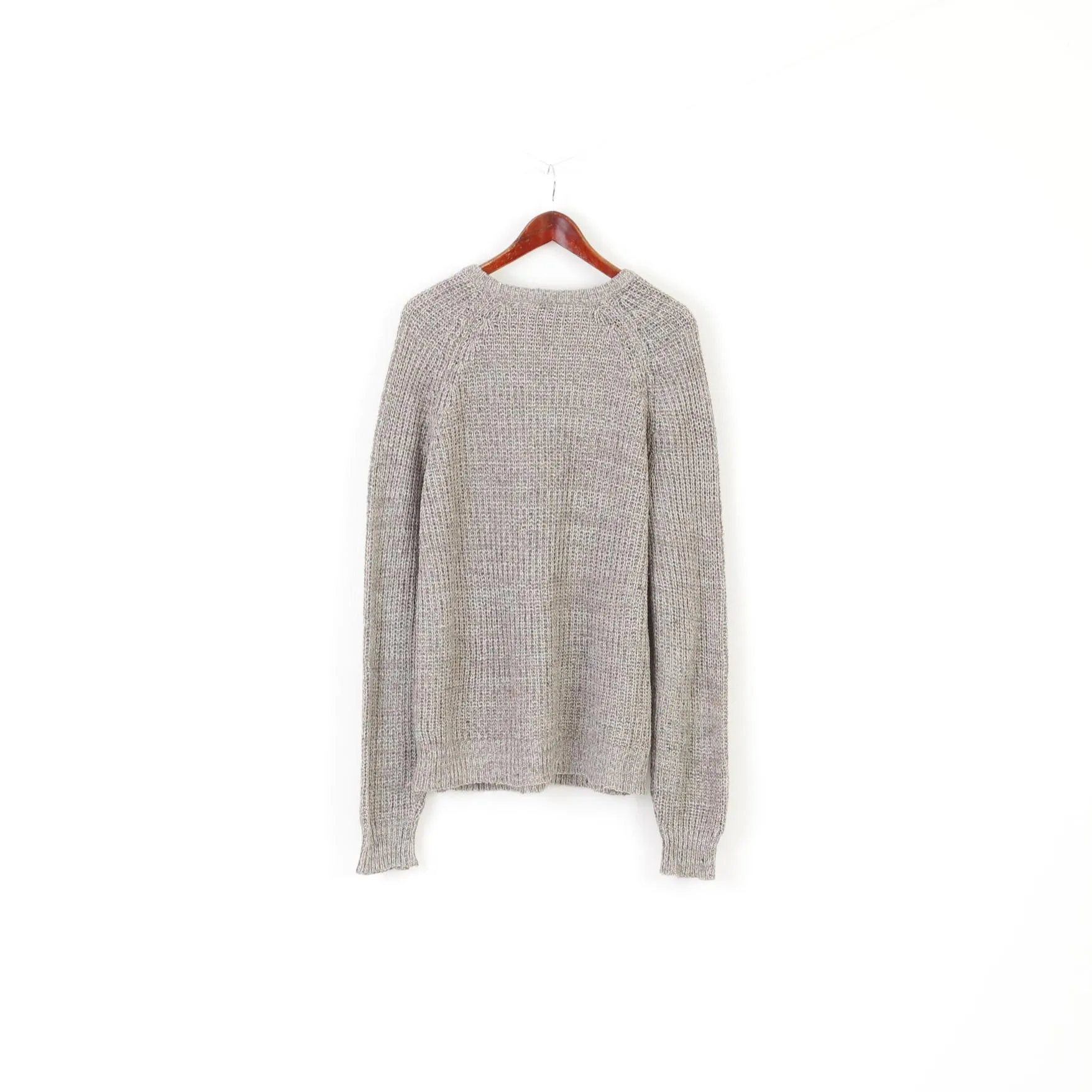 C&A Men 40 L Jumper Gray Knit Acrylic Wool Blend Crew Neck Classic Sweater