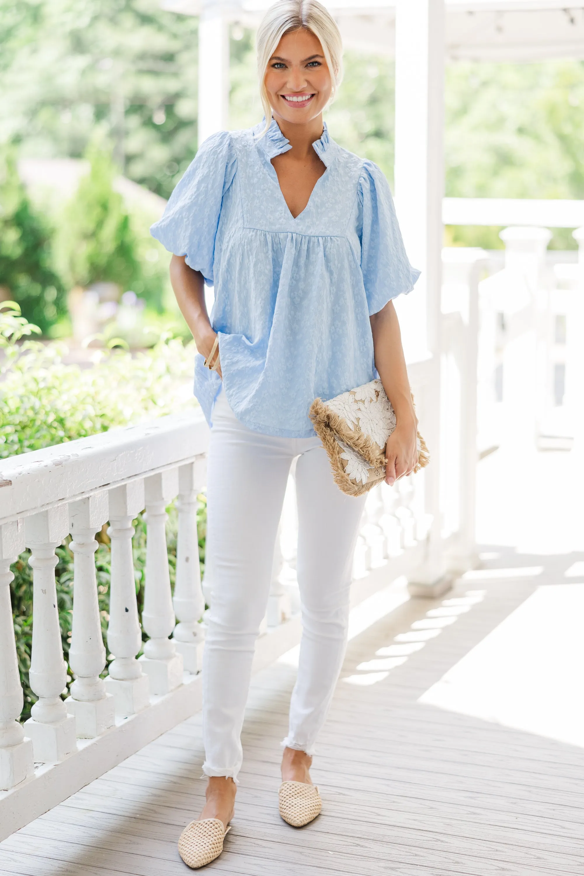 Can't Give You Up Sky Blue Blouse