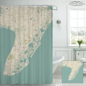 Cape May County NJ Sea Glass Map Shower Curtain