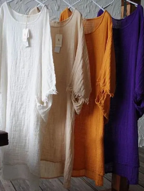 Casual Texture Ramie Cotton Long Robe
