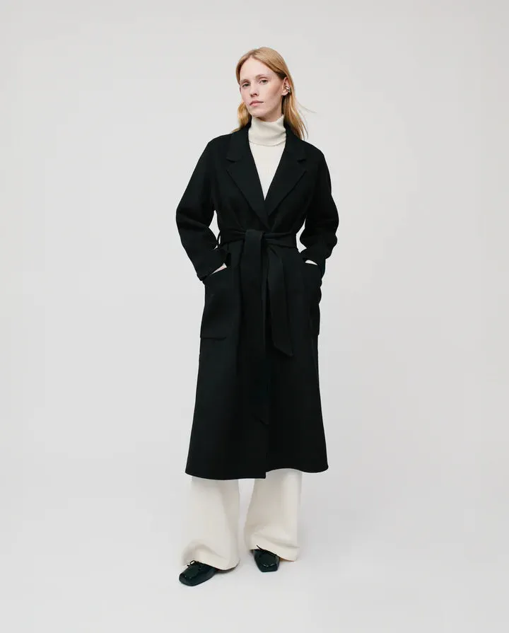 Celia Belted Double Face Coat Black