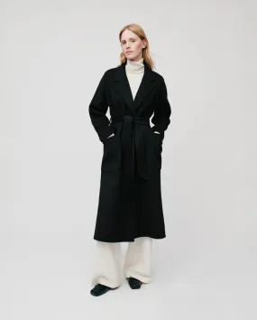 Celia Belted Double Face Coat Black