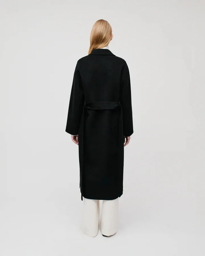 Celia Belted Double Face Coat Black