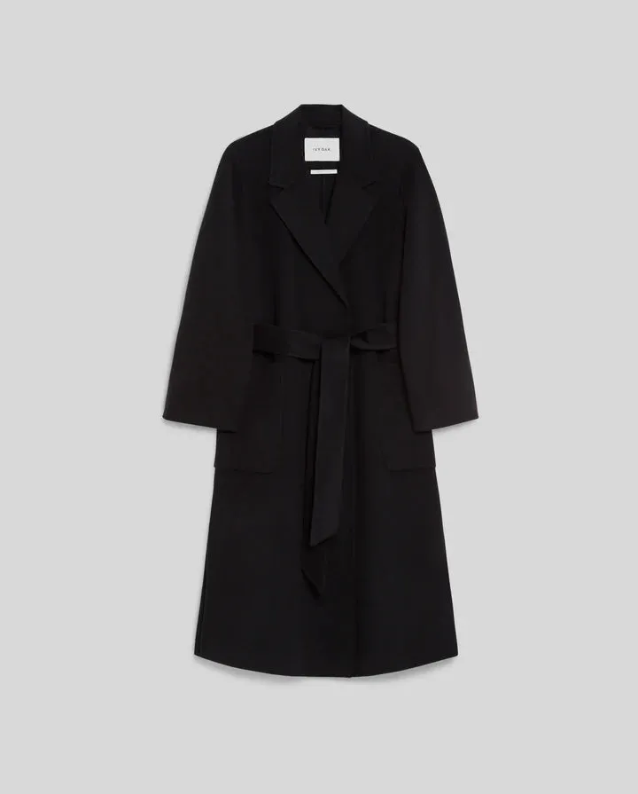Celia Belted Double Face Coat Black
