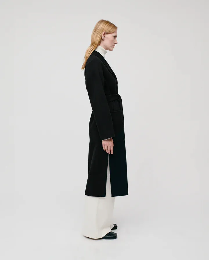 Celia Belted Double Face Coat Black