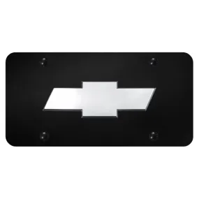 Chevrolet Bowtie 3D Logo License Plate - Chrome on Black