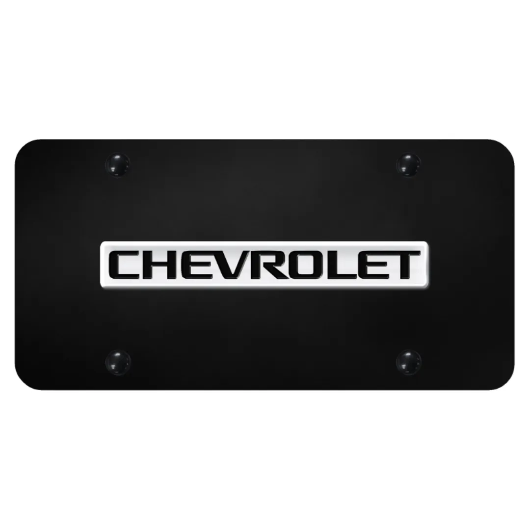 Chevrolet Script License Plate - Chrome on Black