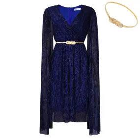 Chic and Elegant V-Neck Cape Dress