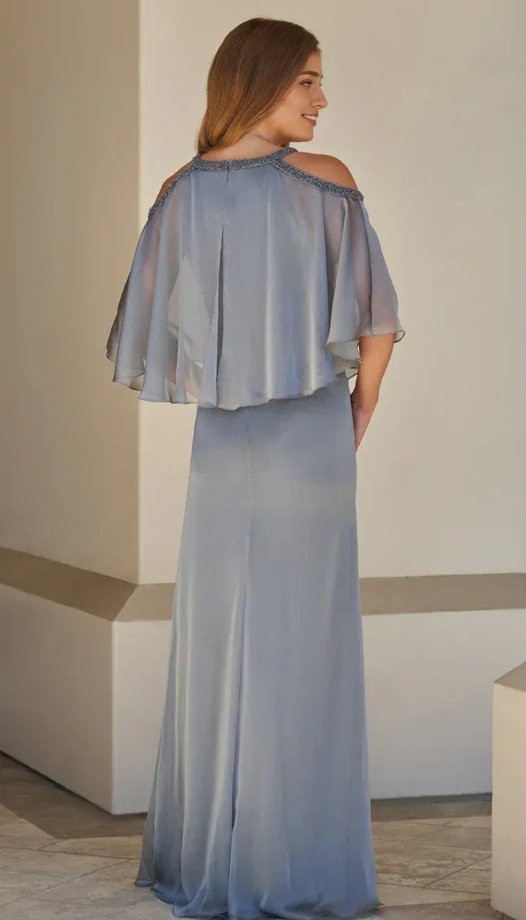 Chiffon Floor-length Mother of the Bride Dresse With Cape