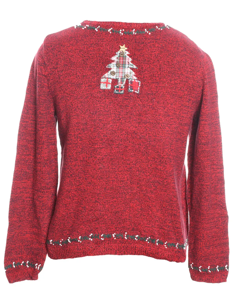 Christmas Tree Design Red Jumper - M