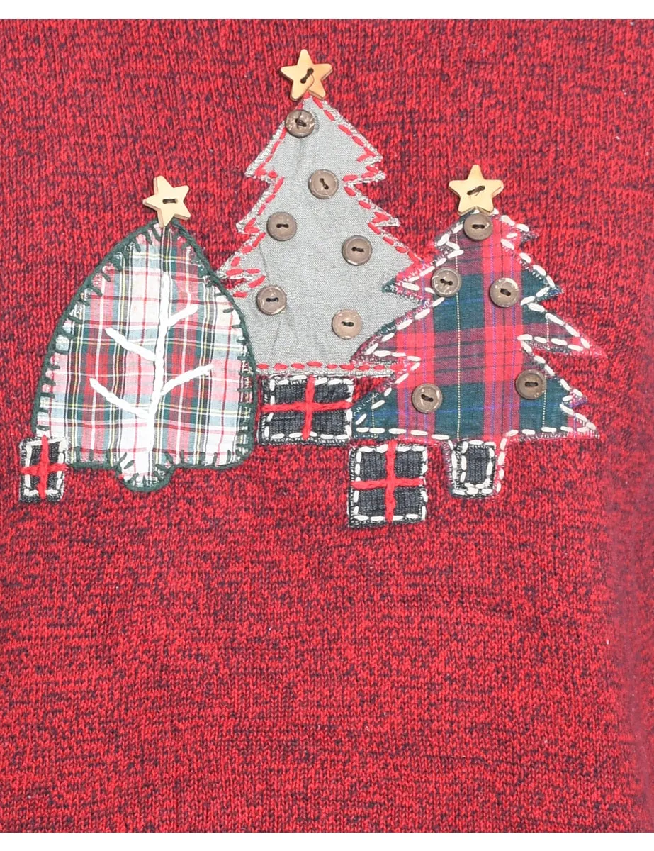 Christmas Tree Design Red Jumper - M