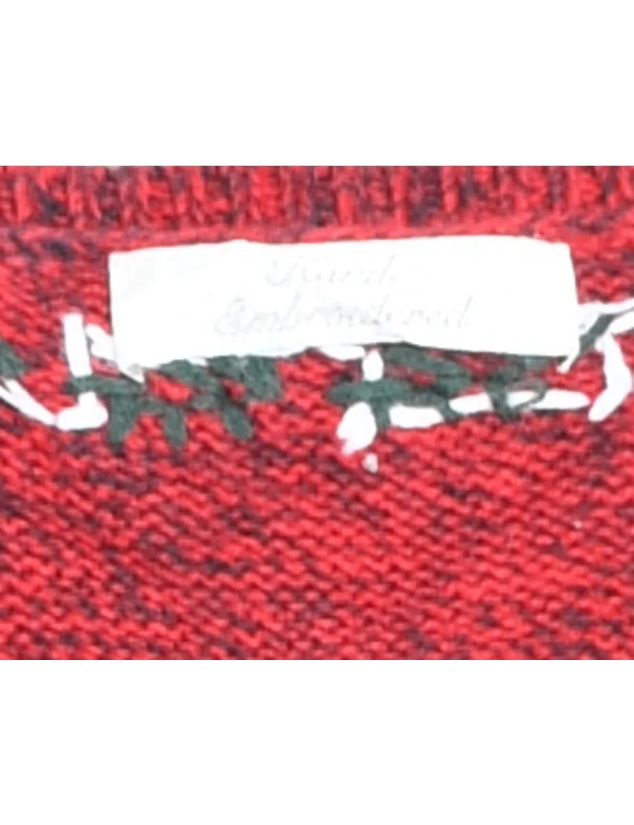 Christmas Tree Design Red Jumper - M