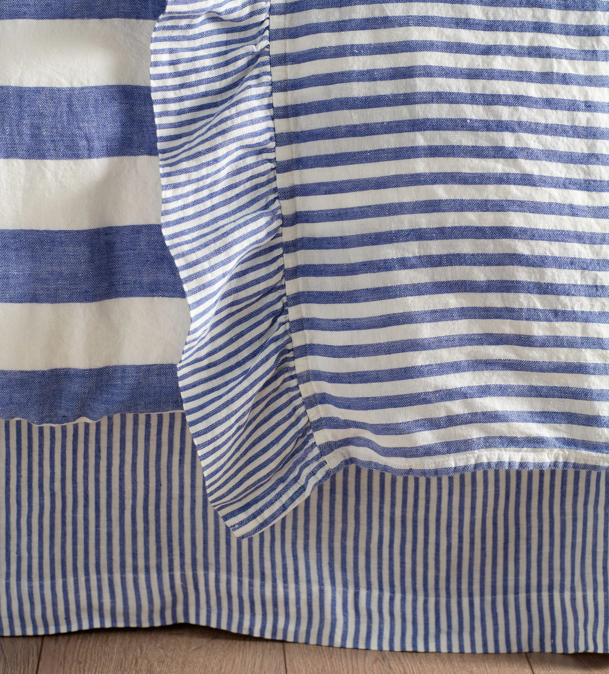 Cobalt Cora Stripe 100% Linen Bed Linen