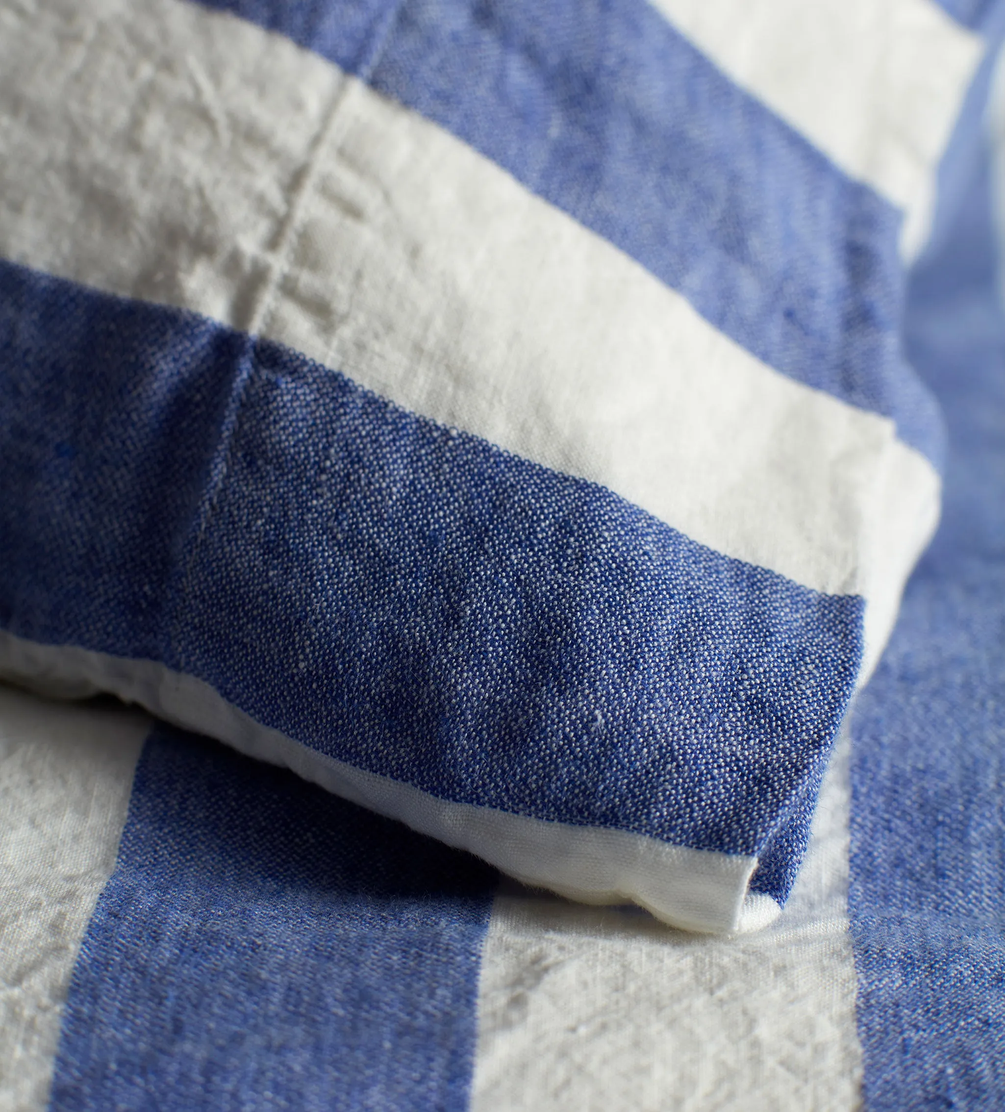 Cobalt Cora Stripe 100% Linen Bed Linen
