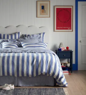 Cobalt Cora Stripe 100% Linen Bed Linen