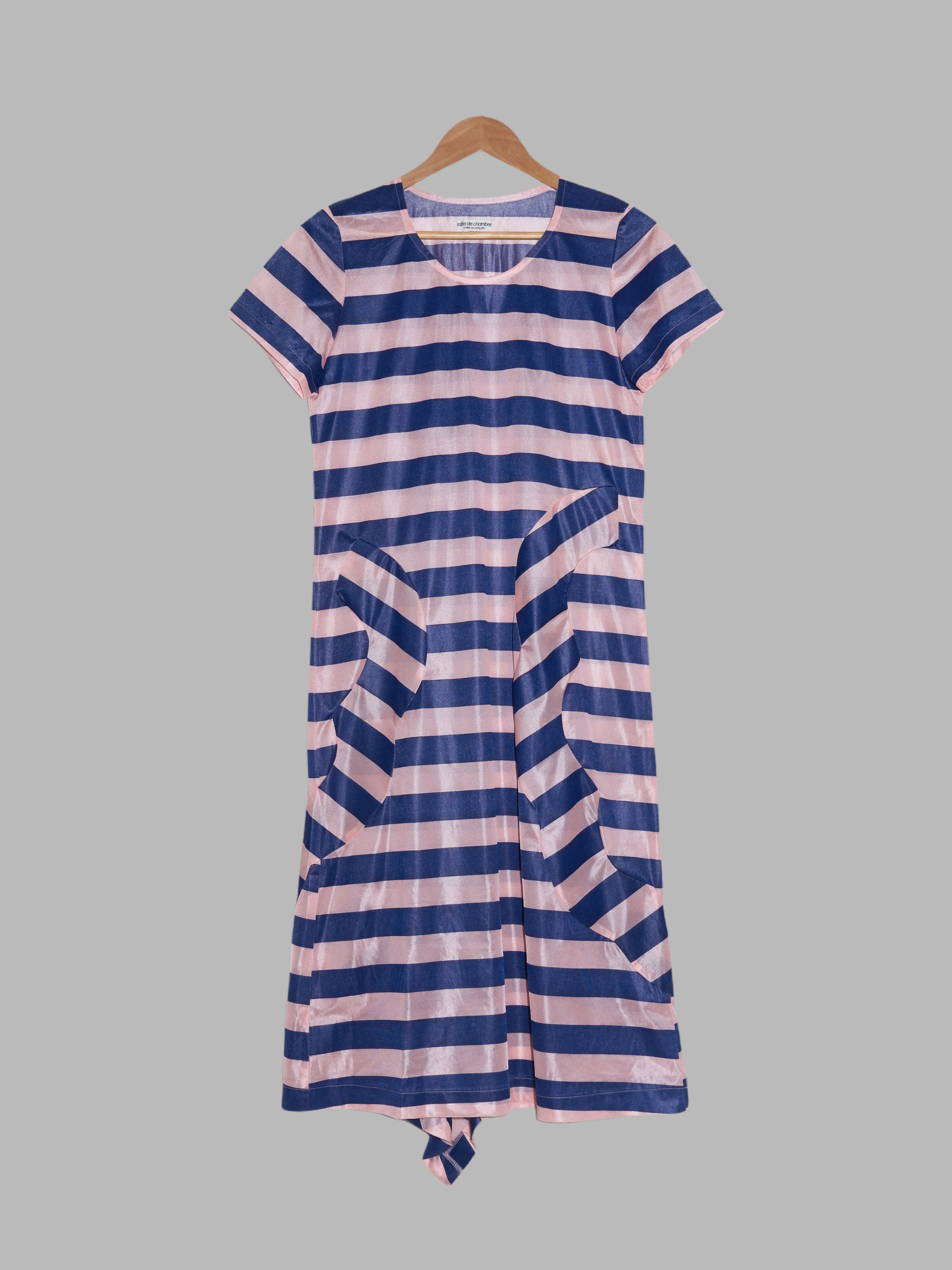 Comme des Garcons 1996 pink and blue stripe deformed short sleeve dress