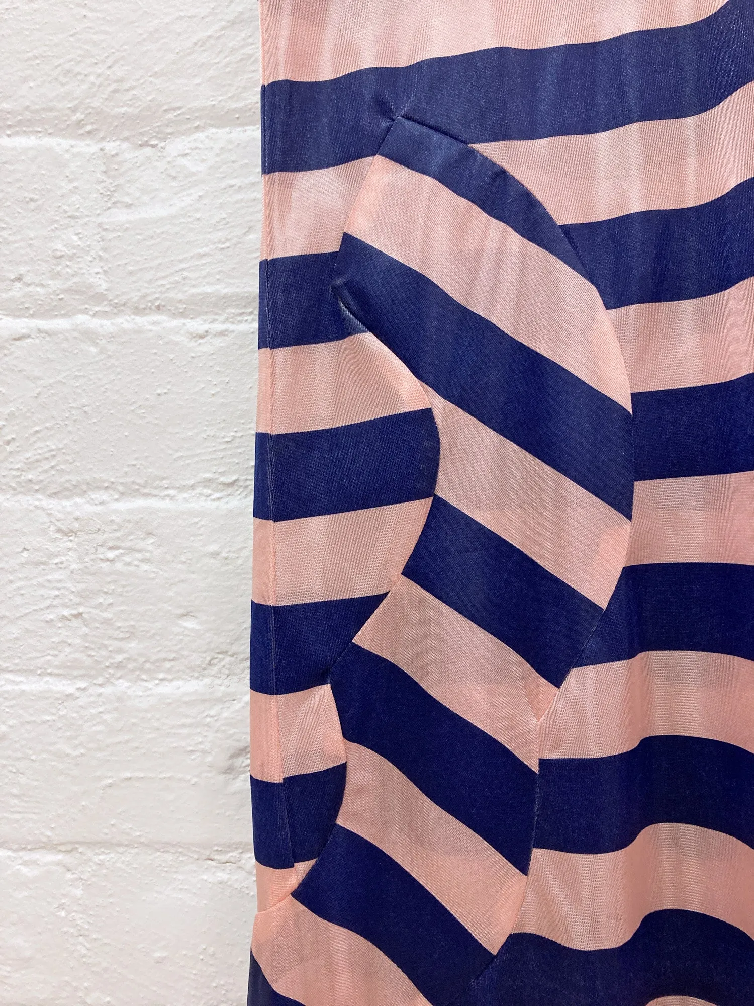 Comme des Garcons 1996 pink and blue stripe deformed short sleeve dress