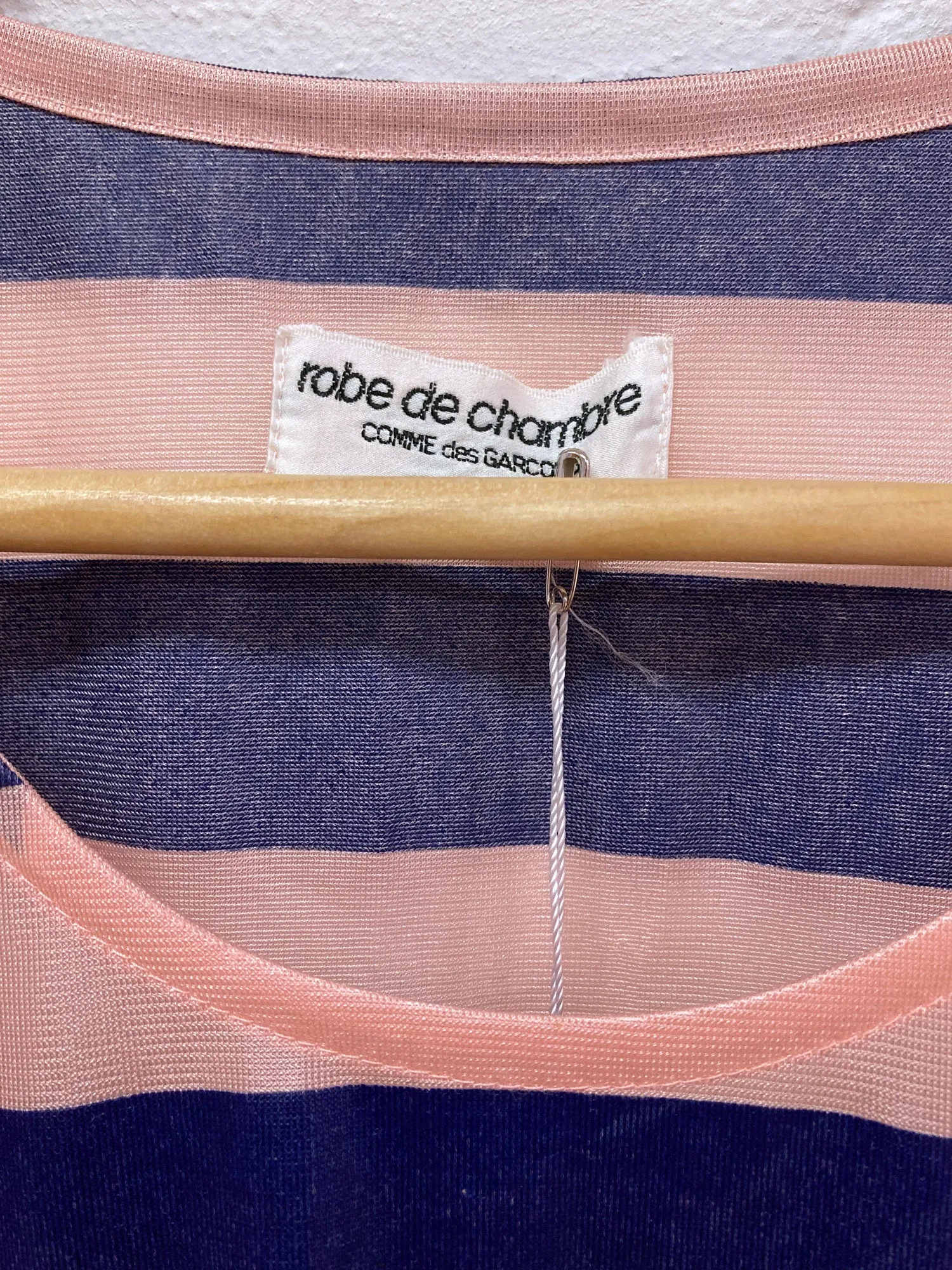 Comme des Garcons 1996 pink and blue stripe deformed short sleeve dress