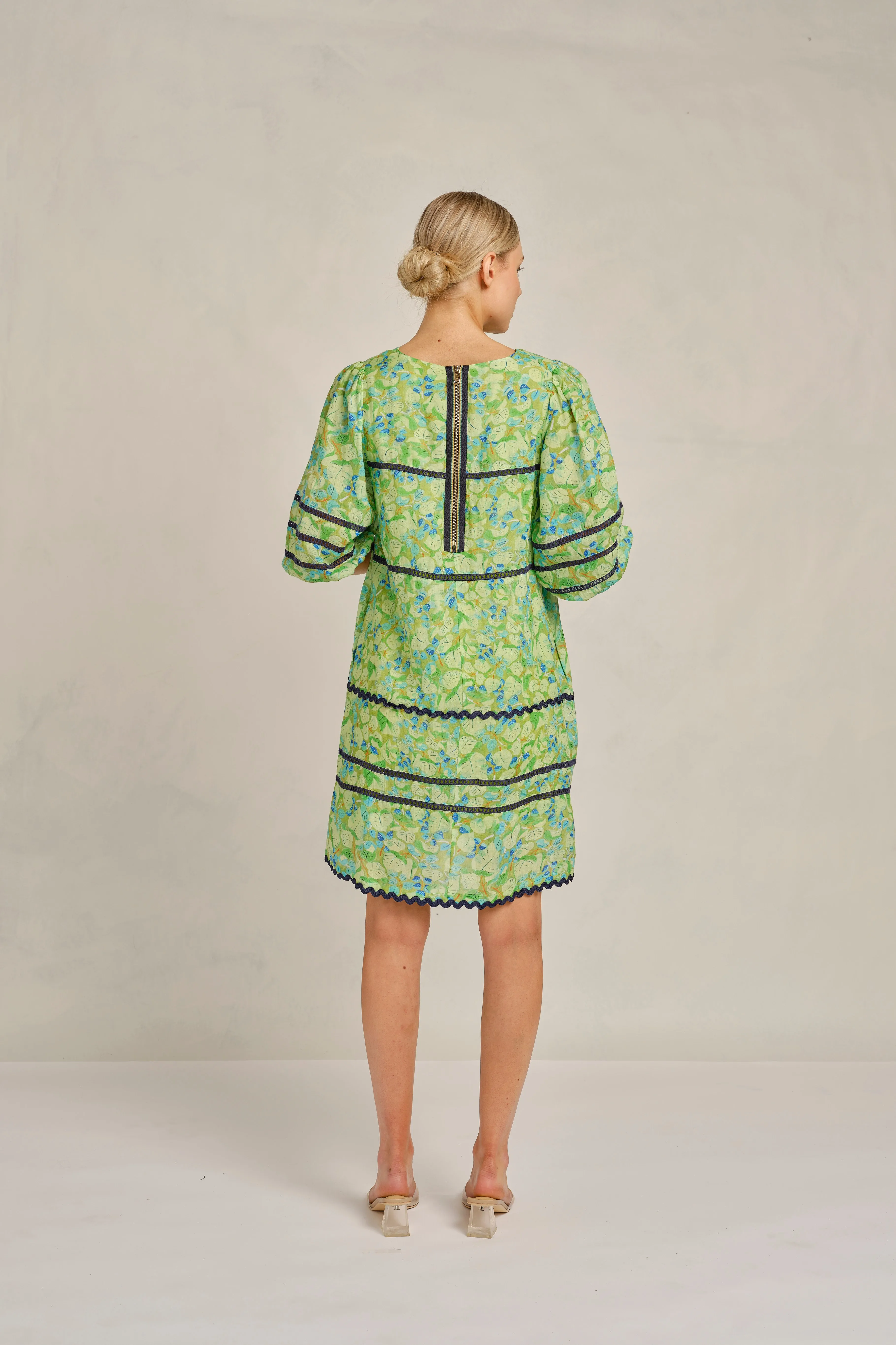 Coral Ramie dress in Meadow Delilah Print