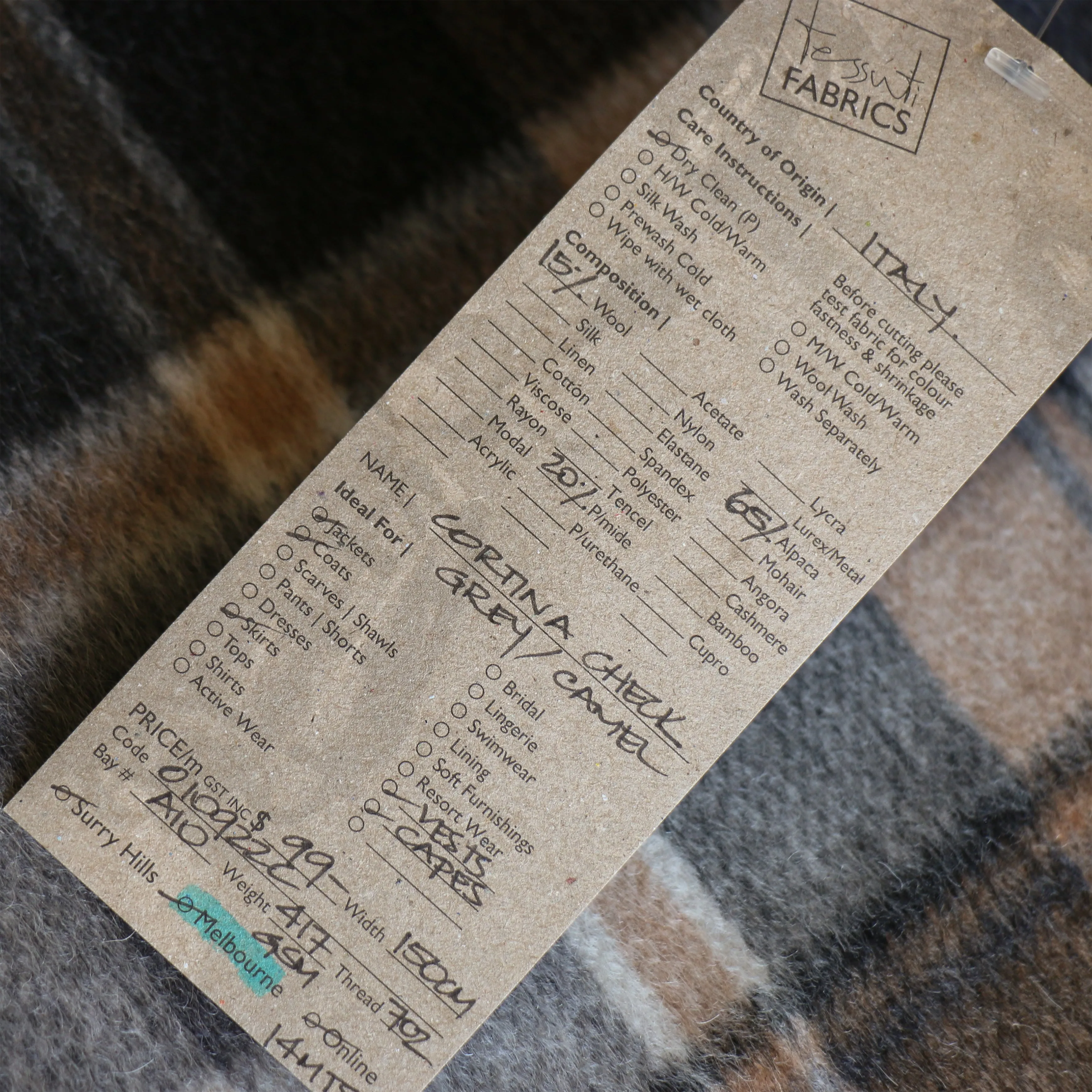 Cortina Check Grey/Camel Coating