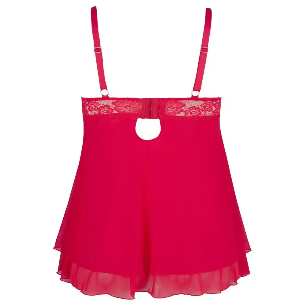 Cottelli Sexy Wet Look Red Plus Size Babydoll for Her