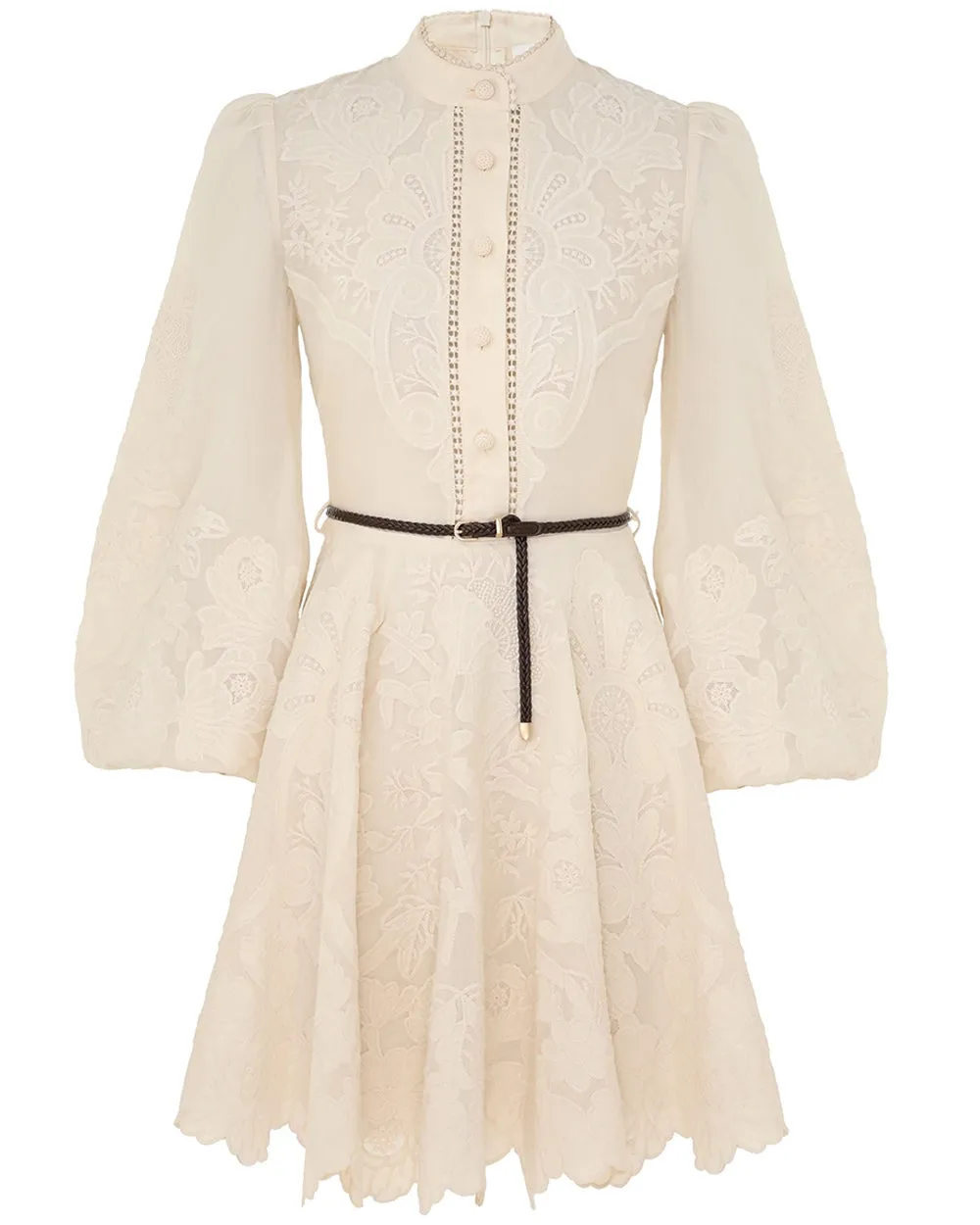 Cream Embroidered Ottie Mini Dress
