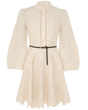 Cream Embroidered Ottie Mini Dress